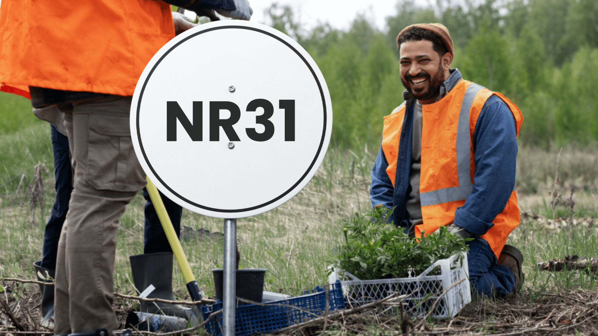 Trabalhadores rurais utilizando EPIs enquanto operam máquinas agrícolas, seguindo as normas da NR-31.